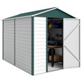 thumbnail image 1 of 9x6ft Galvanized Steel Garden Shed - Lockable Outdoor Storage for Patio, Lawn & Garden - White & Green - Spacious, Secure Storage Solution, 1 of 7