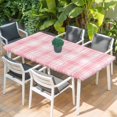 thumbnail image 2 of Pink Plaid Table Cloths for 3 Foot Rectangle Tables, Modern Art Checkered Farmhouse Patio Waterproof Elastic Fitted Tablecloths, Washable Rectangular Table Cover for Camping, 2 of 8
