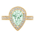 thumbnail image 3 of 2.36 ct Pear Cut Simulated Green Diamond with Simulated Diamond Halo Accents 18K Yellow Gold Womens Engagement Ring, 3 of 4
