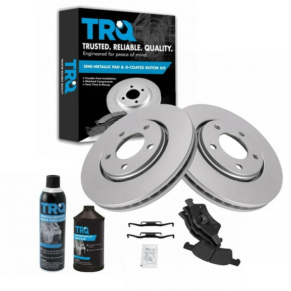 TRQ Front Brakes Pad & Coated Rotor Kit w/Fluids for 01-07 Chrysler Grand BKA23769 Fits select: 2001-2007 DODGE GRAND CARAVAN, 2001-2007 CHRYSLER TOWN & COUNTRY