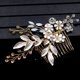 thumbnail image 4 of Zhuge Horquillas para el pelo de boda con flores para novias, peinetas con perlas de cristal,joyas con diamantes de imitación para novias, damas de honor y mujeres (dorado), 4 of 5