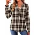 thumbnail image 2 of Fantaslook Womens Plaid Shirts Flannel Button Down Shirts Business Casual Long Sleeve Tops Dressy V Neck Blouses, 2 of 9