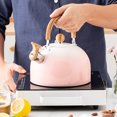 thumbnail image 5 of Whistle Tea Kettle, Stainless Steel Tea Kettle, Fast Boiling, Cool Handle, Safe on All Stovetops - Pink, 5 of 5