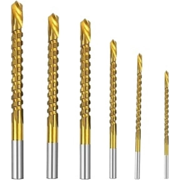 Twist Drill Bit Set,Titanium Coated Drill Bit Set, Twist Drill Bits For Wood Metal Plastic 6PCS