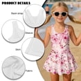 thumbnail image 4 of FOR U DESIGNS Girls One Piece Swimsuit with Skirt Sleeveless Bathing Suit Swimwear Bathing Suit for Kids for 3T-13Y, Cherry Blossom, 4 of 7