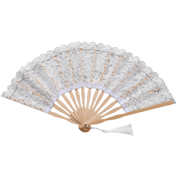 Vintage Lace Foldable Fan, Wedding Fan for Bridal, Photography, Elegant Decoration, 19.1 x 10.6 in