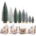 thumbnail image 2 of 12 piezas/conjuntos de aldeas de Navidad, 4 piezas de blanco nev casas de Navidad con 8 piezas de navidad iluminadas casas de aldea navideña decoración rústica para la mesa de la mesa, juegos de a, 2 of 3