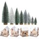 thumbnail image 2 of 12 piezas/conjuntos de aldeas de Navidad, 4 piezas de blanco nev casas de Navidad con 8 piezas de navidad iluminadas casas de aldea navideña decoración rústica para la mesa de la mesa, juegos de a, 2 of 3