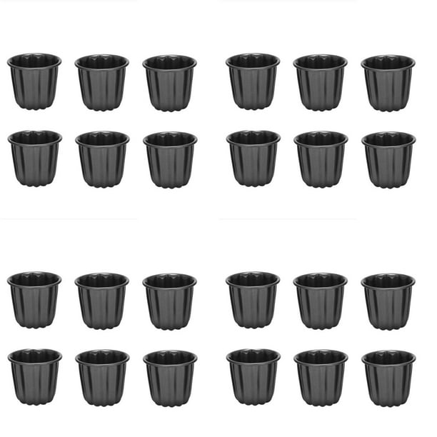 Canele Mold, Cannele Muffin Cup, 24 Piezas Molde Cannele Antiadherente Gris-Negro Canneles