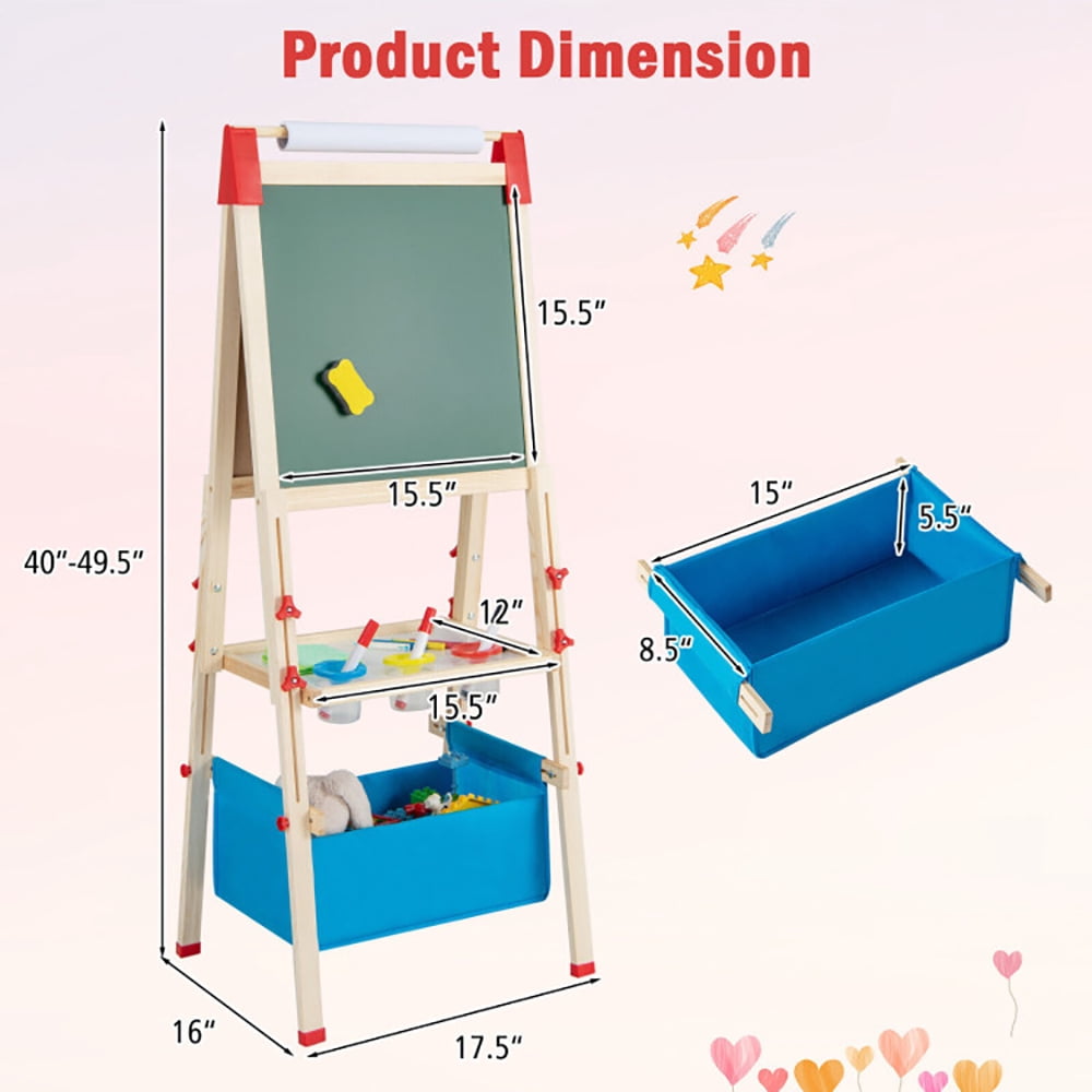 CIPACHO 3-in-1 Double-Sided Adjustable Kid Easel, Toddler Art Easel for Kids Ages 3-8, Educational Toys Gifts for Boys Girls