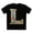 Black, variant on Letter Shirt, Shirt with Letters, Tee Shirt with Gold Letters