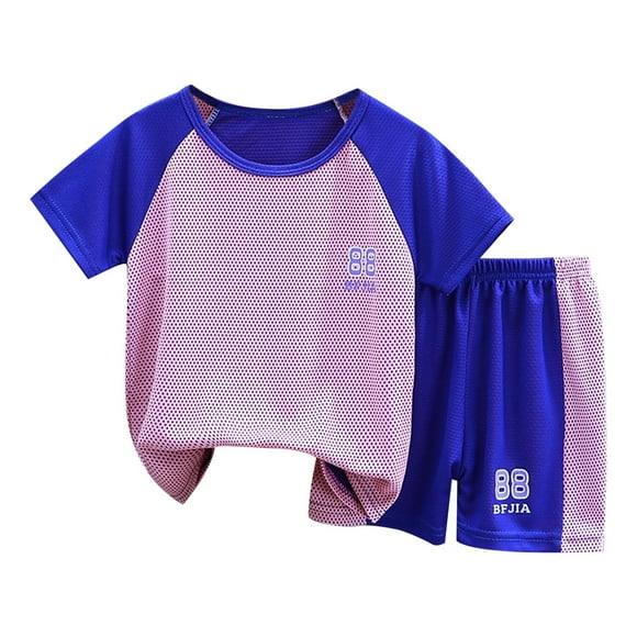 Rinsvye Children's Summer Short Sleeved Boys Easter Outfits Shorts Tracksuit Boys and 4 Cute Set Baby Girls Quick Drying Clothes Baby Boy Jacket Set Kindergarten Clothes
