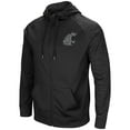 thumbnail image 2 of Men's Colosseum Black Washington State Cougars Blackout 3.0 Tonal Raglan Full-Zip Hoodie, 2 of 3