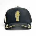 thumbnail image 2 of Vago Style Gorra San Judas Snapback Negra Gamuza Placa Dorada Visera Curva, 2 of 5