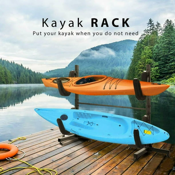 VIVOHOME Heavy Duty Freestanding Dual Storage Kayak Rack Height