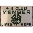 thumbnail image 1 of Tin Sign 4-H Member Lives Here Vintage Look Reproduction Metal Sign 8x12 Inches, 1 of 4