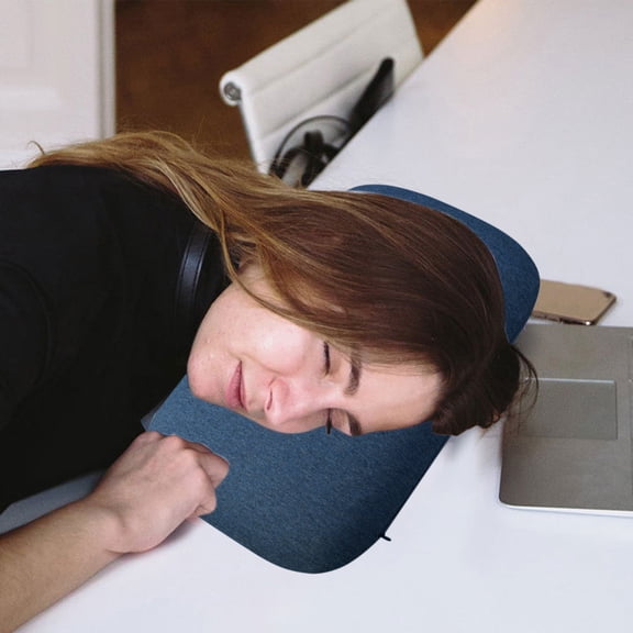 Iumwxz Latex Pillow for Adults and Family Travel Office Nap Pillow with Organic Cotton Cover Foldable Portable Design for Sleeping at Work or Indoor 38x26x10cm Blue