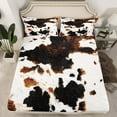 thumbnail image 2 of Manfei Farm Cow Hide Full Size Sheets,Rustic Farmhouse Cabin Bed Sheets,Brown Black White Sheet Sets For Men Women,Ultra Soft Home Decor,4-Piece, 2 of 7