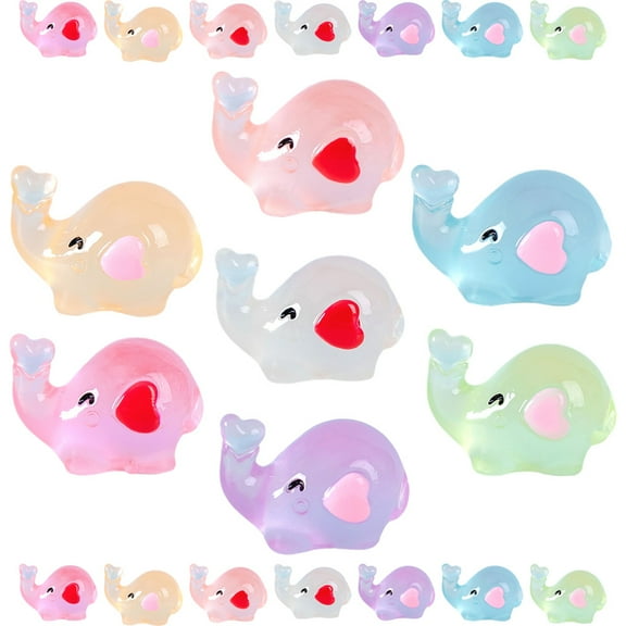 FUEENIRVA 21Pc Glow in The Dark Resin Elephant Figurines for Desktop Garden Decoration