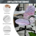 thumbnail image 3 of SCRAWLGOD Marble Print Violet Comfortable Office Chair Slipcover with Arm Covers 3 Pieces Stretch Boss Chair Cover Removable Dustproof Swivel Chair Protector, L, 3 of 7