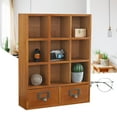 thumbnail image 5 of 9-Cube Wooden Storage Organizer Shelf, Vintage Display Shelves with 2 Drawers for Bedroom, 5 of 11
