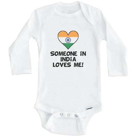 

Someone In India Loves Me Indian Flag Heart One Piece Baby Bodysuit (Long Sleeve) 0-3 Months White