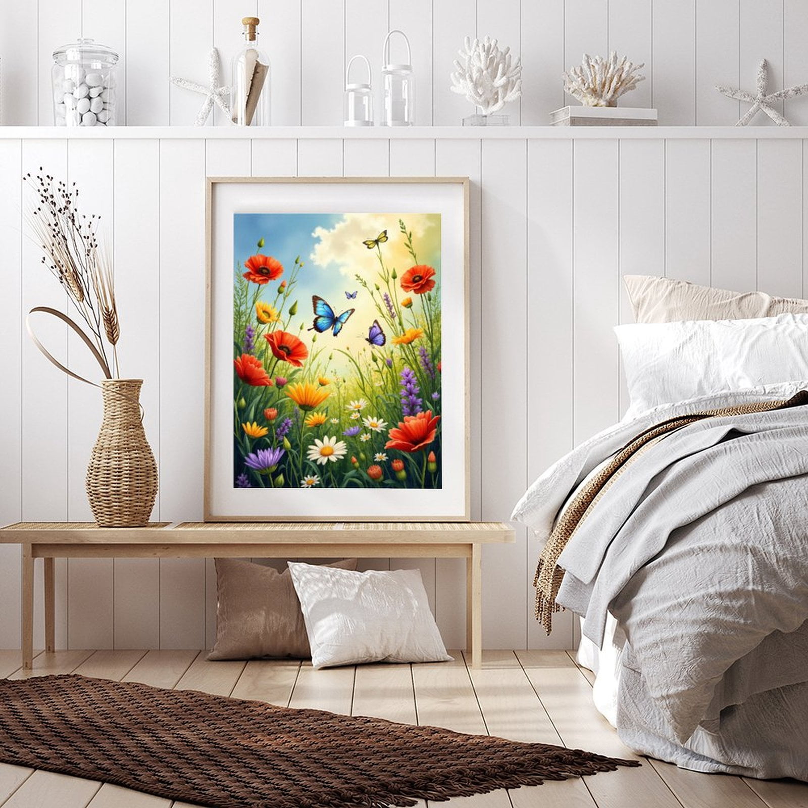 Diamond Art Kits for Adults - 5d Spring Meadow Butterflies Blooming Flowers Diamond Painting for Adults, Diamond Art for Adults Beginners, Diamond Painting Kits for Adults for Home Wall Decor