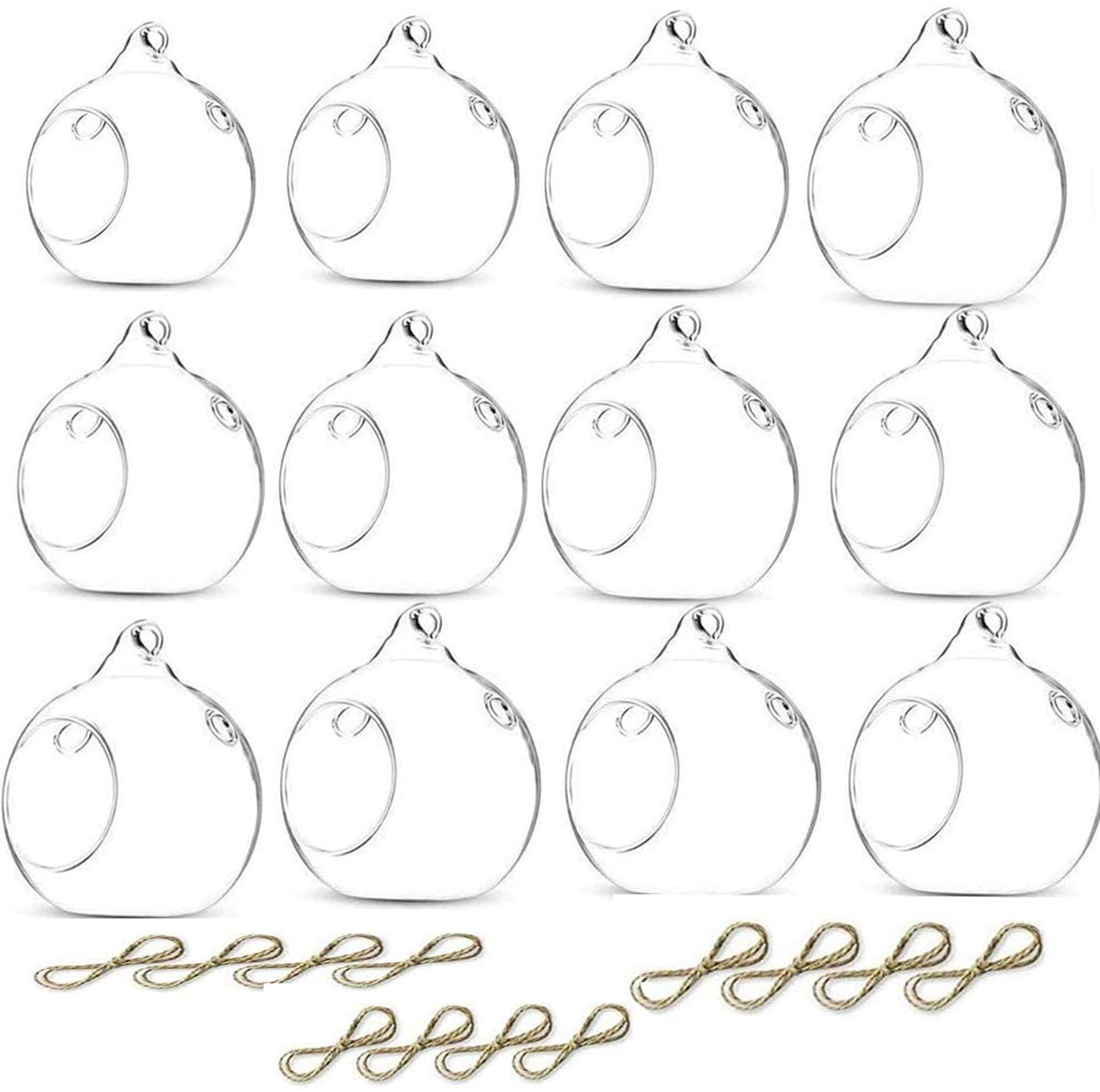 12 Pcs Hanging Glass Tealight Holders, 3.15"/8cm Led Light Candleholders Mini Home Decor