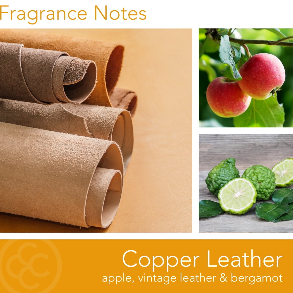 Colonial Candle Copper Leather 14.5 oz 3 Wick Candle, Yellow
