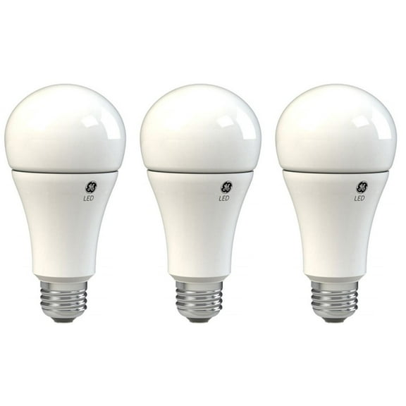 (case of 3) GE 73376 LED A21 3-way Light Bulb, 2700K warm white, using 4/16/10 watts, emitting 400/1600/1050 lumens, medium base