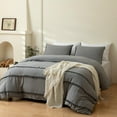 thumbnail image 3 of MOOWOO 3 Pieces King Size Duvet Cover Set Bedding Ball Fringe Pattern Design Soft Gray Bedding Sets 1 Duvet Cover 2 Ball Fringe Pillow Shams, 3 of 7