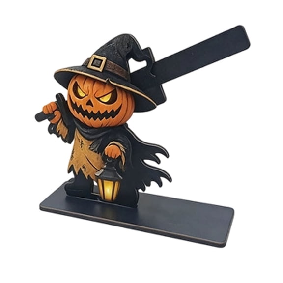 ZJNGJC Halloween Wooden Tabletop Signs Grim O Witch Decorative Holders Farmhouse Tiered Tray For Home Party Desktop Ornament A