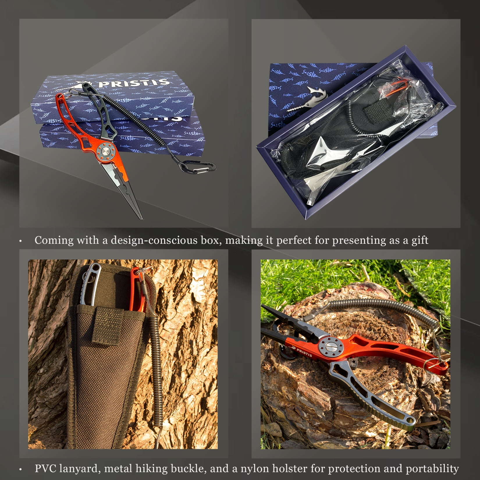 Pristis Fishing Pliers, Saltwater Resistant Teflon Coated Split Ring Gear, Multi-Function Equipment
