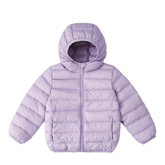 Cethrio Girls Puffer Jackets, Zip up Warm Lightweight Hooded Winter Coats Purple Size 7-8