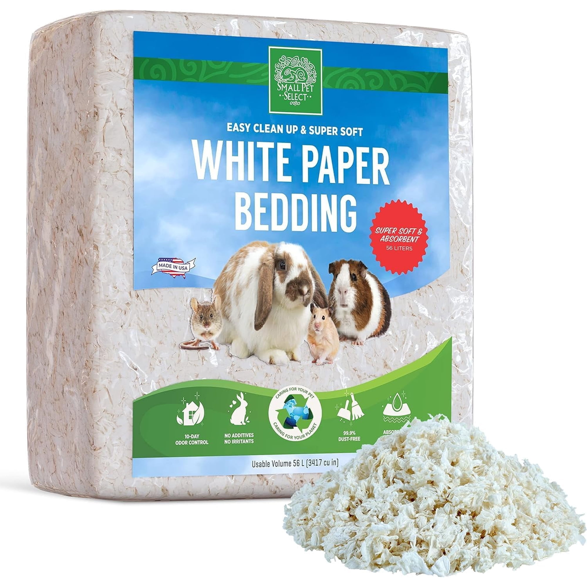 Small Pet Select Unbleached White Paper Bedding, 56 L, Model Number: SMWB