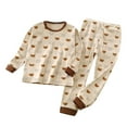 thumbnail image 3 of WRKEKC Infant Toddler Boys and Girls Fall Winter Loungewear Set 2-Piece Soft Thermal Plaid Bear Print Long-Sleeve Top and Elastic-Waist Pants Set 12Months-12Years, 3 of 4