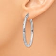 thumbnail image 3 of 14K White Gold Textured Hoop Earrings, 3 of 4