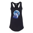 thumbnail image 2 of Wolf Howling at the Moon | Womens Animal Lover Jersey Racerback Tank Top, Black, Small, 2 of 3