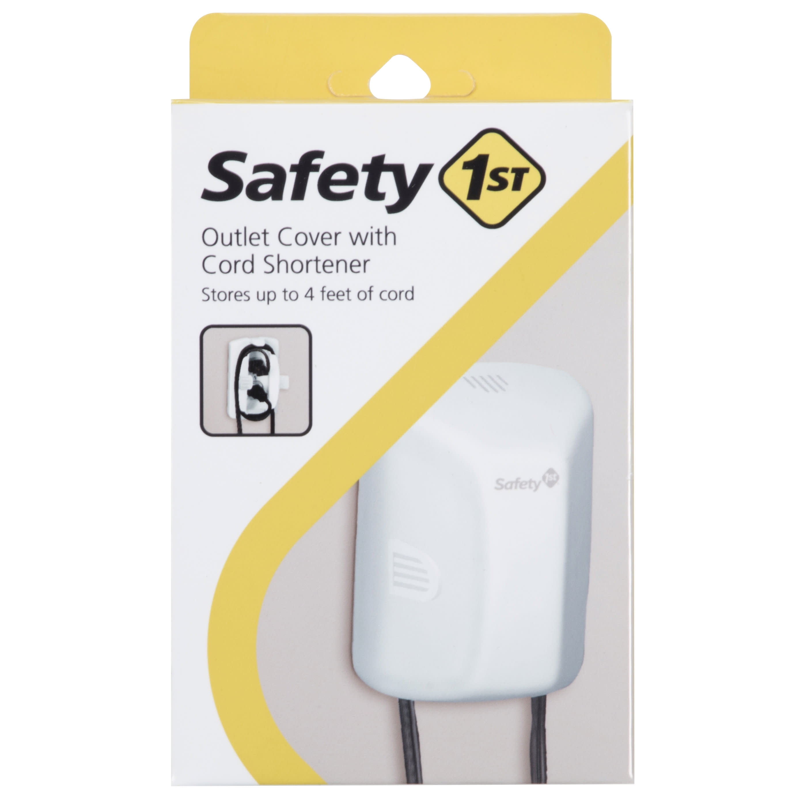 Safety 1ˢᵗ Outlet Cover with Cord Shortener, White
