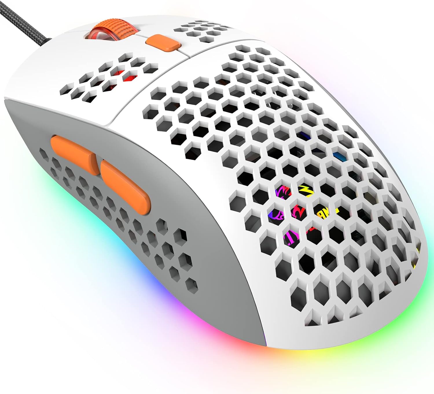 LexonElec M8 LED Gaming Mouse,Ergonomic Ultra-Lightweight Honeycomb Shell,Custom Tri-Color Design,Chroma RGB Backlit,7 Programmable Buttons 6400 DPI,Computer Mice for PS4,Xbox,Laptop,PC Gamers