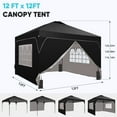 thumbnail image 4 of Outdoor Basic 12x12 Pop Up Canopy Tent with One Push Setup, Easy to Install with 4-Sidewalls for Events, Parties, Camping, Outdoor Gazebo with 4-Sandbags, Black., 4 of 11
