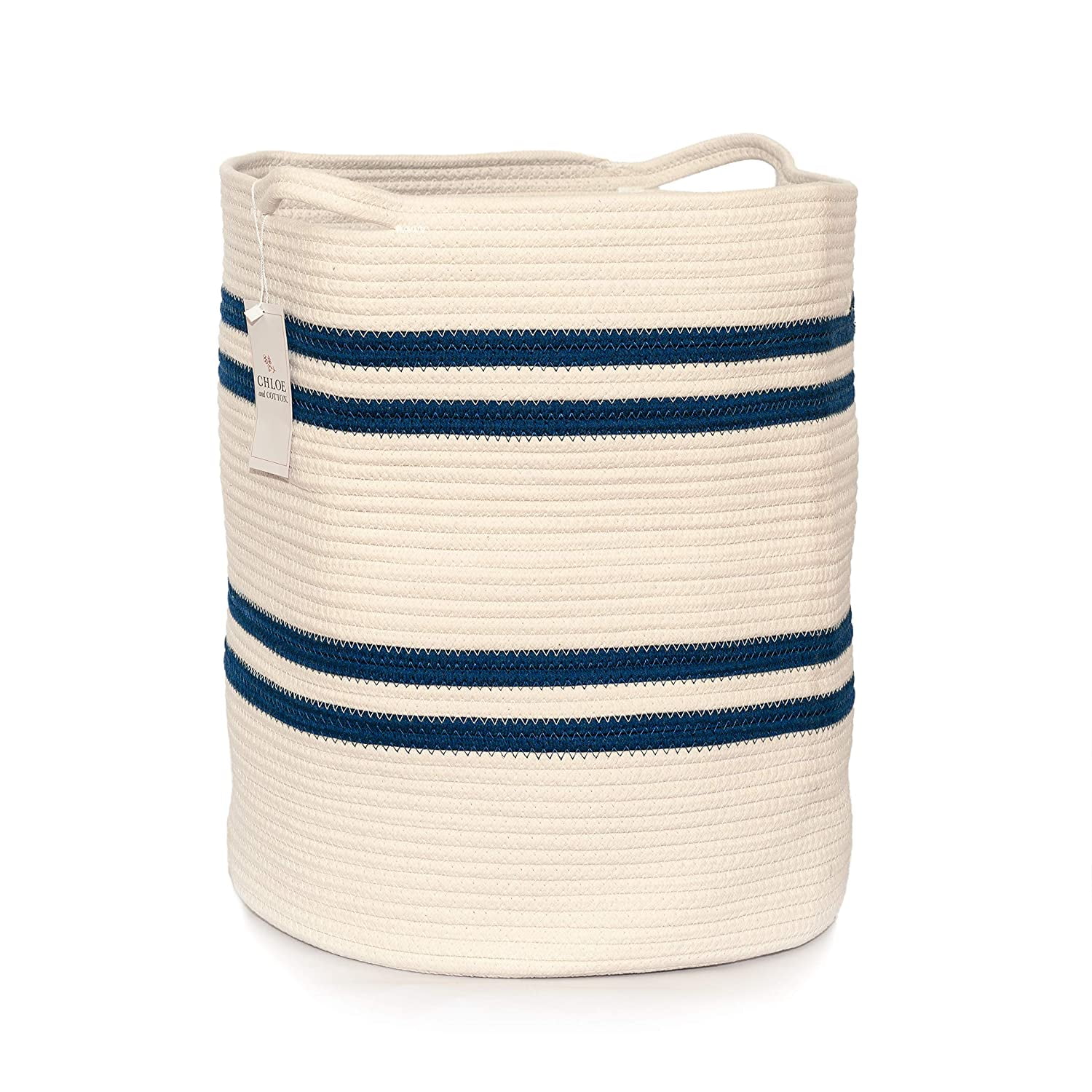 Pillows Sofa Throws Cotton Rope Basket Towels Decorative Woven Storage Blanket Basket Bin with Handles for for Baby Toys Blanket Comforter Cushions Nursery Bin Laundry Hamper