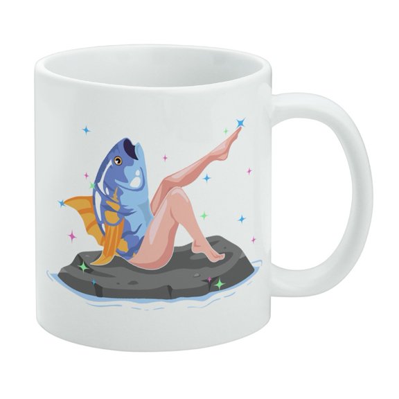 Reverse Mermaid With Tuna Head White Mug