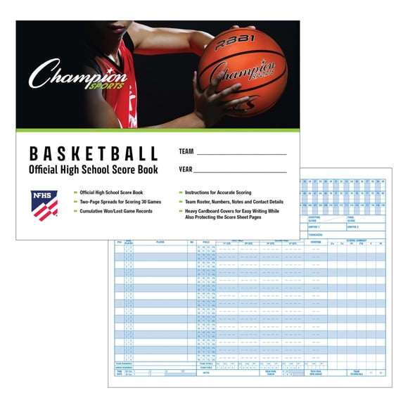 Libro de Marcador para Entrenador y Árbitro Champion Sports BB1 30 Partidos