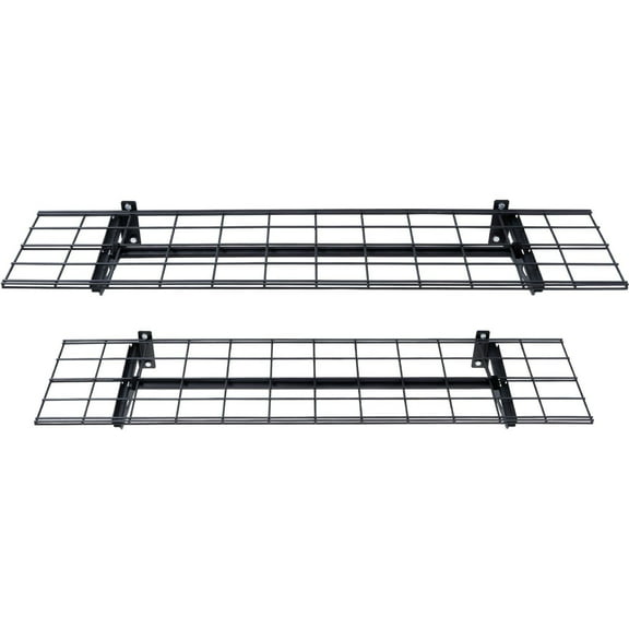 Garage Shelves Wall Mounted 2 Pack, 4x1 ft Heavy Duty Garage Storage, 400lbs Capacity, Metal Floating Shelves for Shop Shed, Tool Organization
