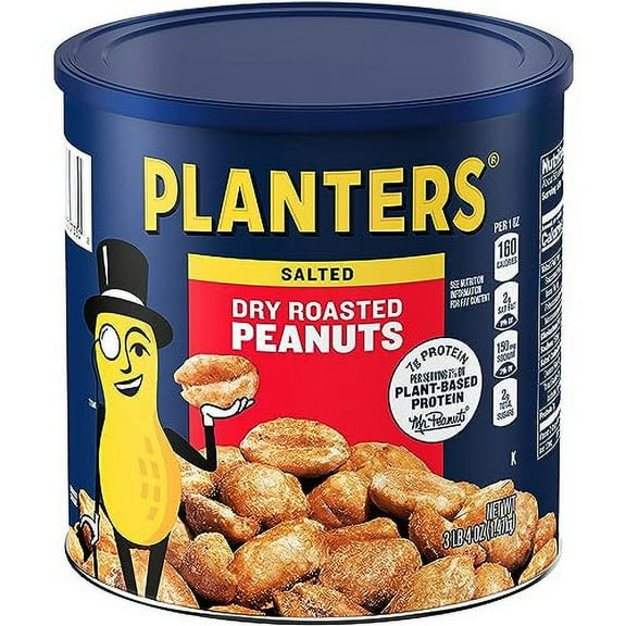 Planters Dry Roasted Peanuts, 52 oz Canister (Pack of 2)