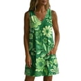 thumbnail image 6 of QUNYINEY A Line Summer Sundresses for Women Mini Floral Sleeveless Tank Dress Loose Fit V Neck Vacation with Pockets Casual Dresses, 6 of 7