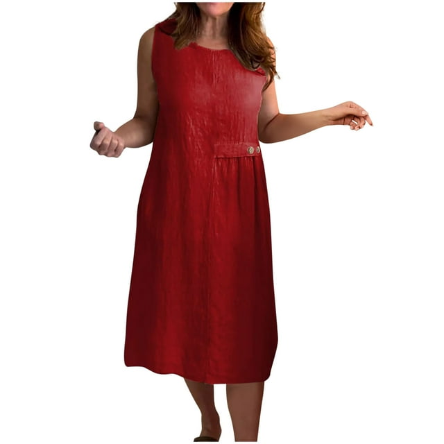 Womens Pullover Tops Spring Fall Clothes 2025 Long Sleeve Shirts Loose Festival Tops Fahion Round Neck Sleeveless Button Pocket Solid Color Summer Dress Plus Size Tops For Women Summer