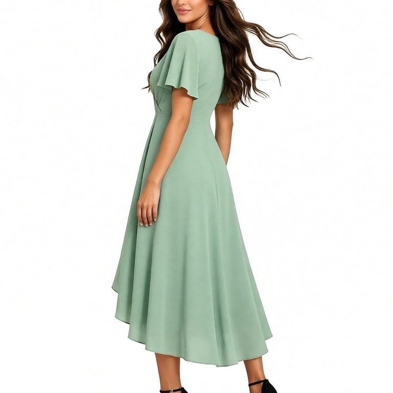 green flowy hoco dress A-Line Cowl-Neck Emerald Green Homecoming Dress Emerald / 0