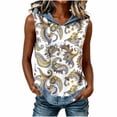 thumbnail image 2 of GERsome Hooded Tank Tops Women's Sleeveless Shirts Trendy Print Color Block Summer Casual Blouses Size L, 2 of 7